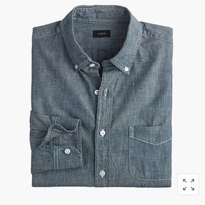 J. Crew men indigo Japanese chambray shirt.